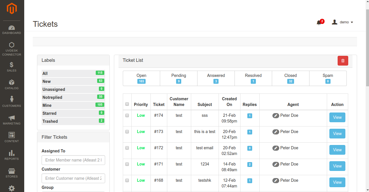 Magento 2 Helpdesk Ticket Panel