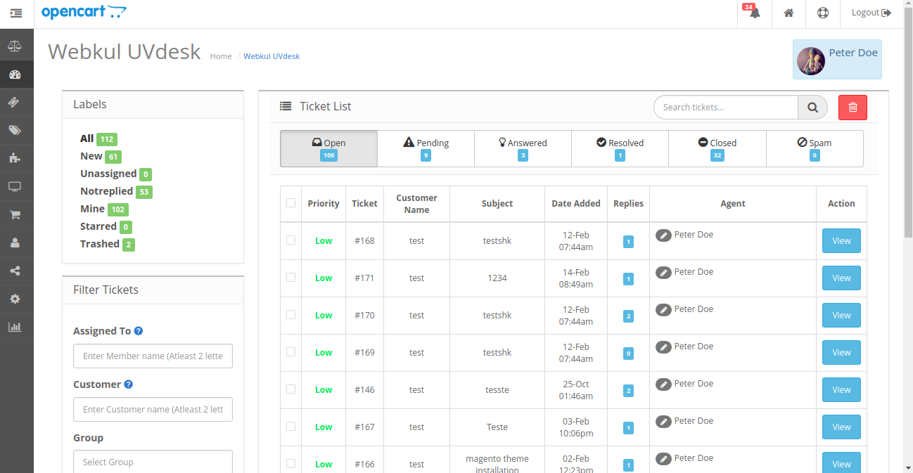 UVdesk - Opencart Free Helpdesk Ticket System