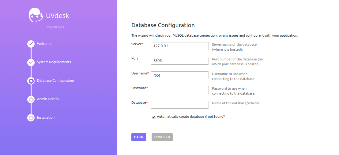 UVdesk Open Source Database Configuration